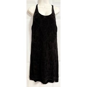 AllSaints Spitalfields Black Racerback Tank Dress Geometric Cutout Appliqué SZ 4